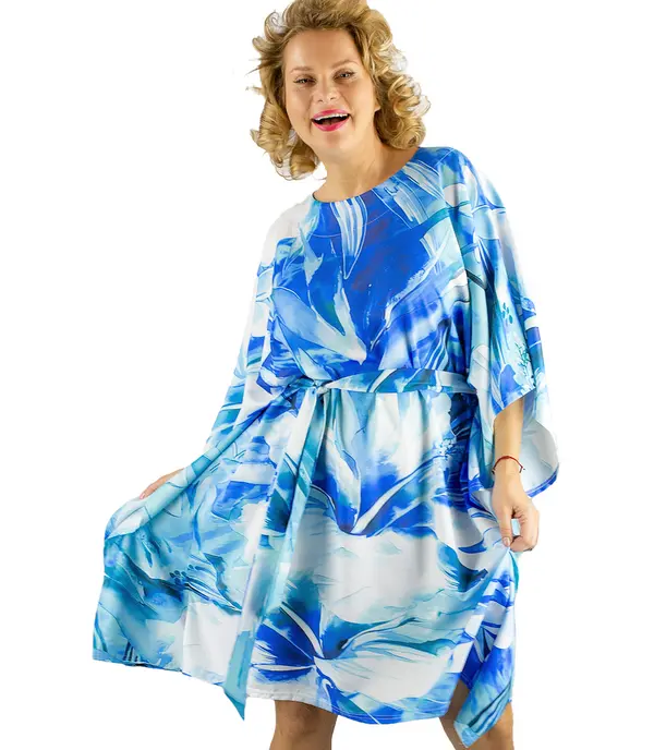 Pri Pri Colorful Butterfly Tunic Dress Tied at the Waist AURORA