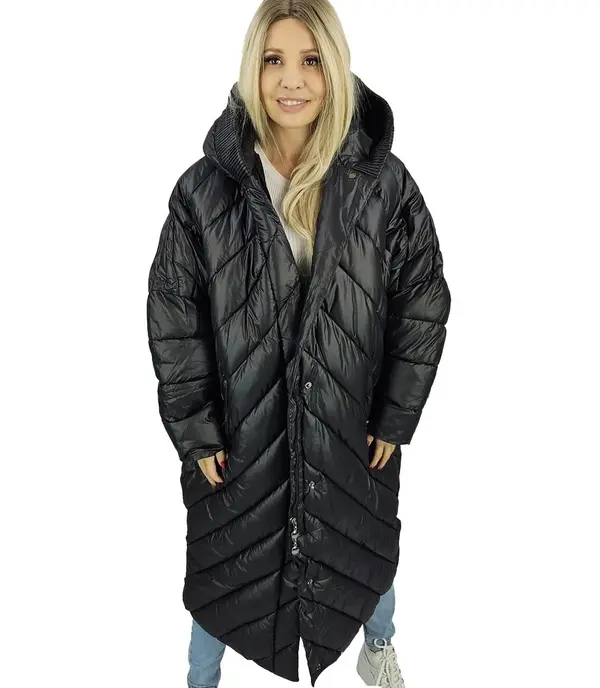 Pri Pri Long jacket women's coat with diagonal quilting Warm LUCY