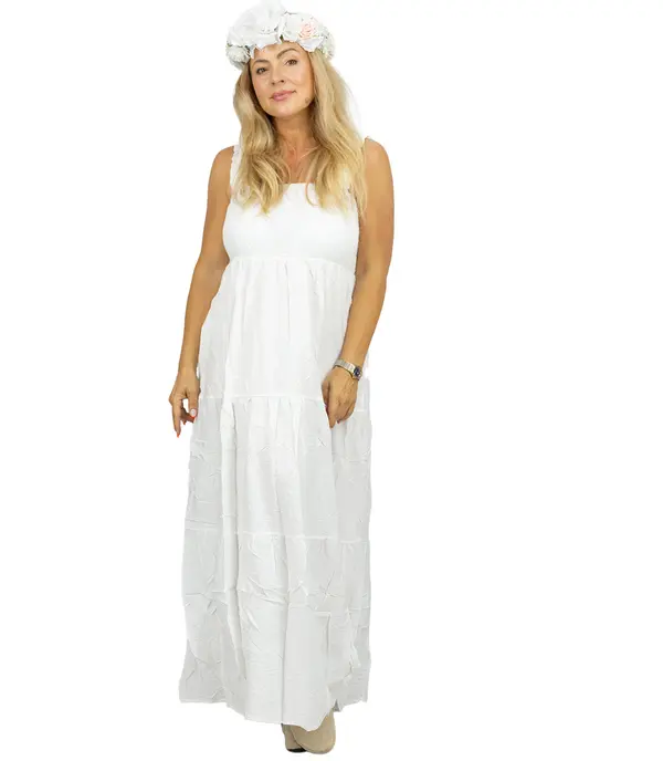Pri Pri Summer boho strapless maxi dress with ruffles SOLEA