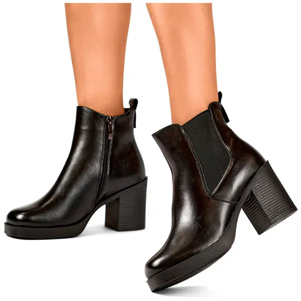 primohurt primohurt Black women's ankle boots, classic black leather ankle boots, ecological, insulated winter shoes