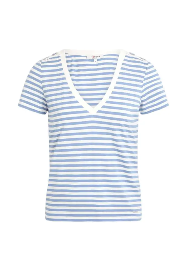 Morgan De Toi Prugasta majica s V-izrezom