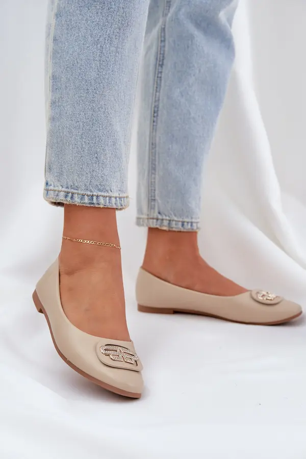Boto PS1 Ballet Flats On Flat Sole With Decoration Beige Ainoria