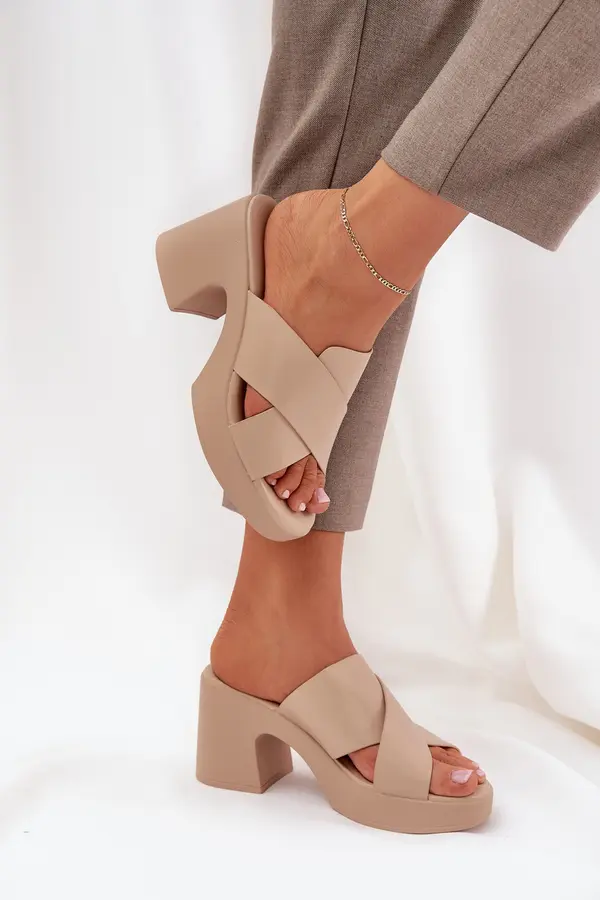 Boto PS1 Light Heels Made Of Eco Leather Light Beige Kacaria
