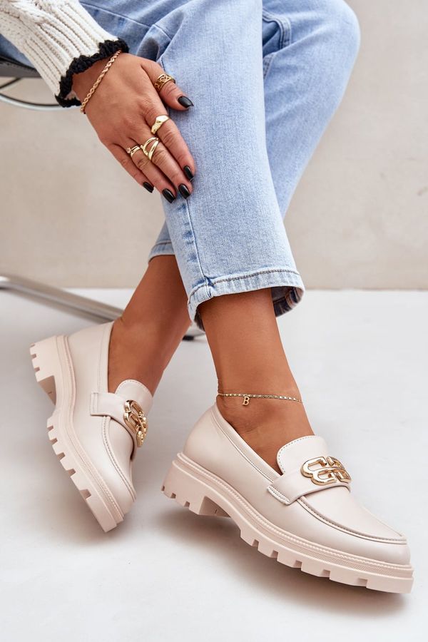 PS1 PS1 Women's Loafers With Gold Detail Beige Trionna