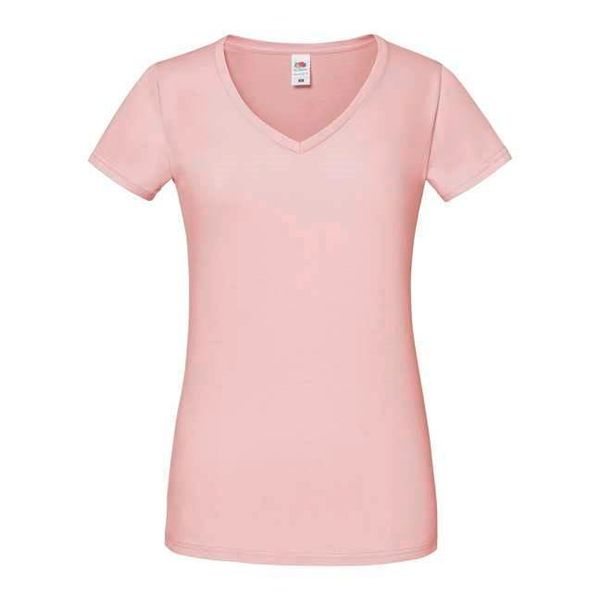 Fruit of the Loom Pudrowa koszulka damska Iconic Vneck Fruit of the Loom