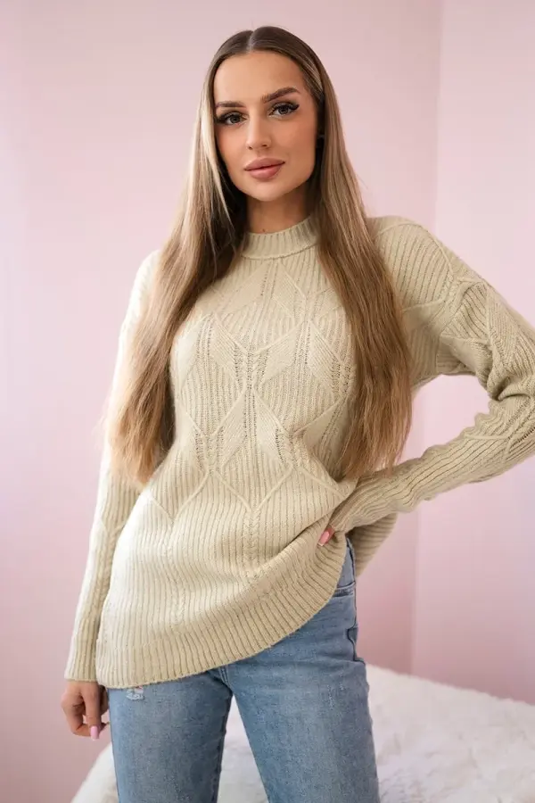 Kesi Pullover sweater with fashionable beige fabric