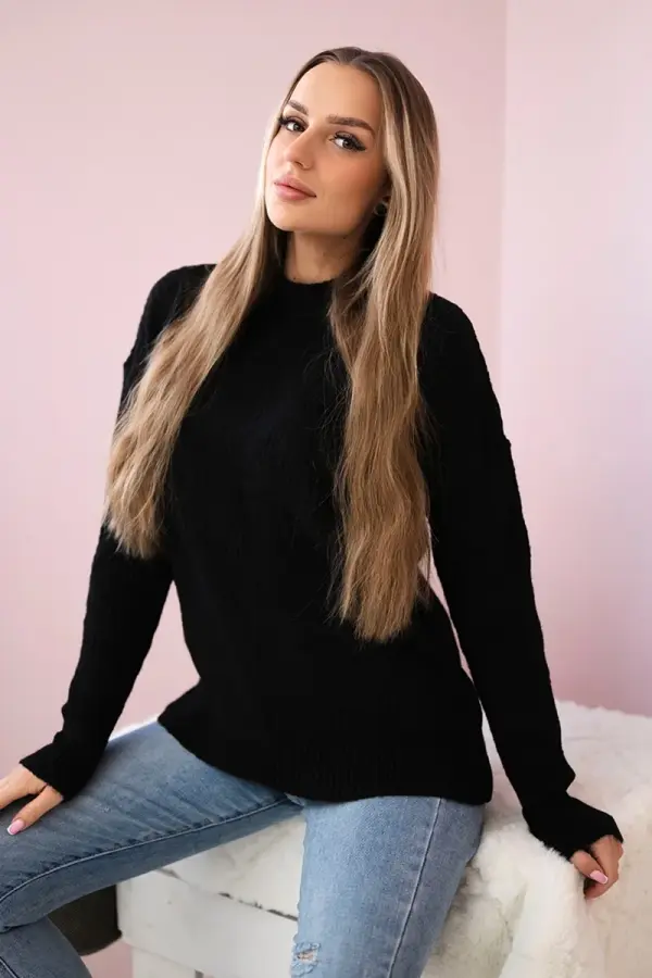 Kesi Pullover sweater with fashionable black weave