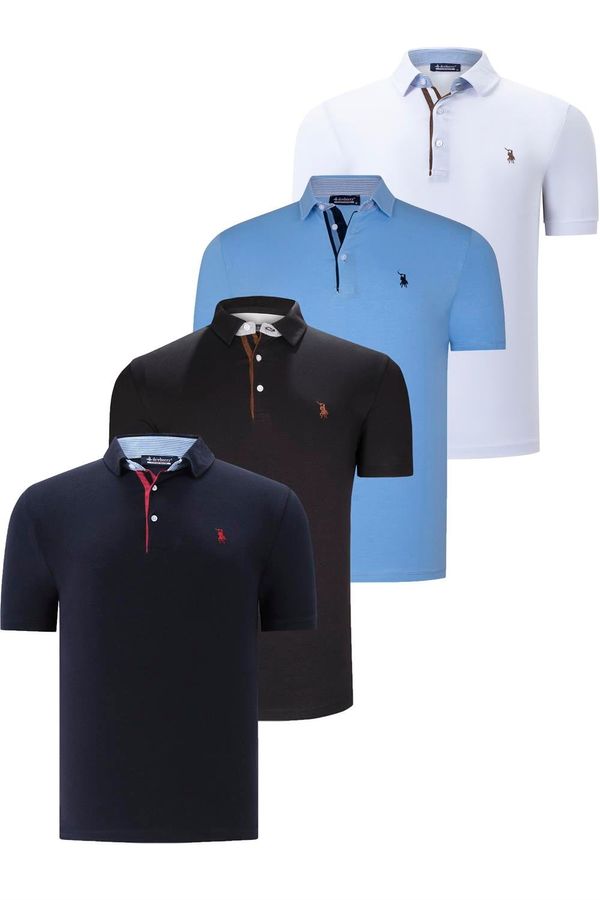 dewberry QUAD SET T8582 DEWBERRY MENS MAJICA-CRNO-BIJELO-MORNARSKO PLAVO-SVIJETLO PLAVA