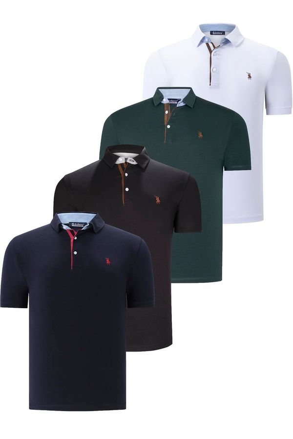 dewberry QUAD SET T8582 DEWBERRY MENS MAJICA-CRNO-BIJELO-MORNARSKO PLAVO-ZELENA