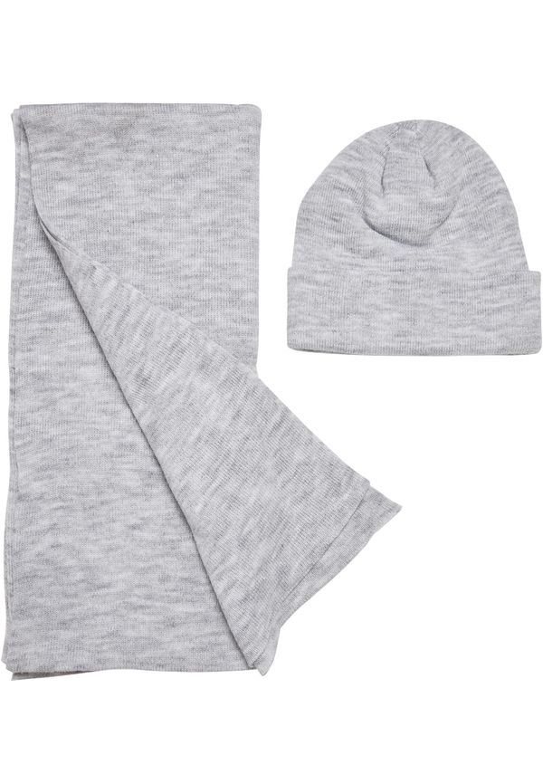 Urban Classics Recycled base set of hat and scarf in heather grey