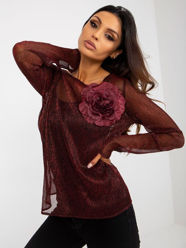 Fashionhunters Red-and-black shiny evening blouse with top