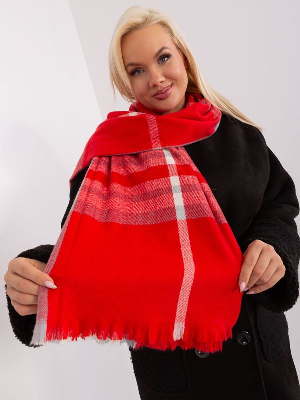 Fashionhunters Red-gray women's scarf with fringe