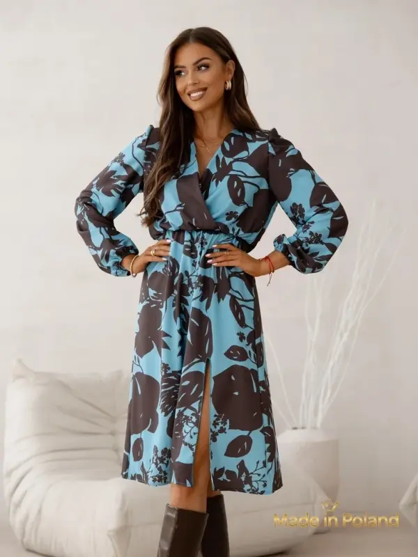 Resti Resti Afrodyta Blu Oceano Dress – blue midi, long sleeves, classic style
