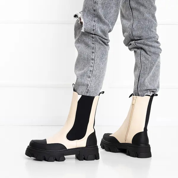 Resti Resti Beige women's boots on a massive sole Rosidi - Footwear