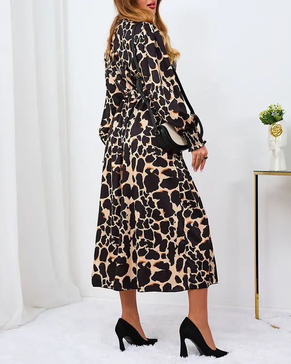 Resti Resti Beige women's maxi dress in leopard print