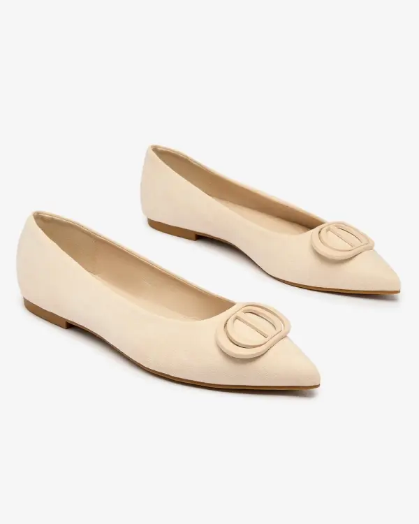 Resti Resti Beige women's pointed-toe ballerinas with embellishment on the nose Tidita