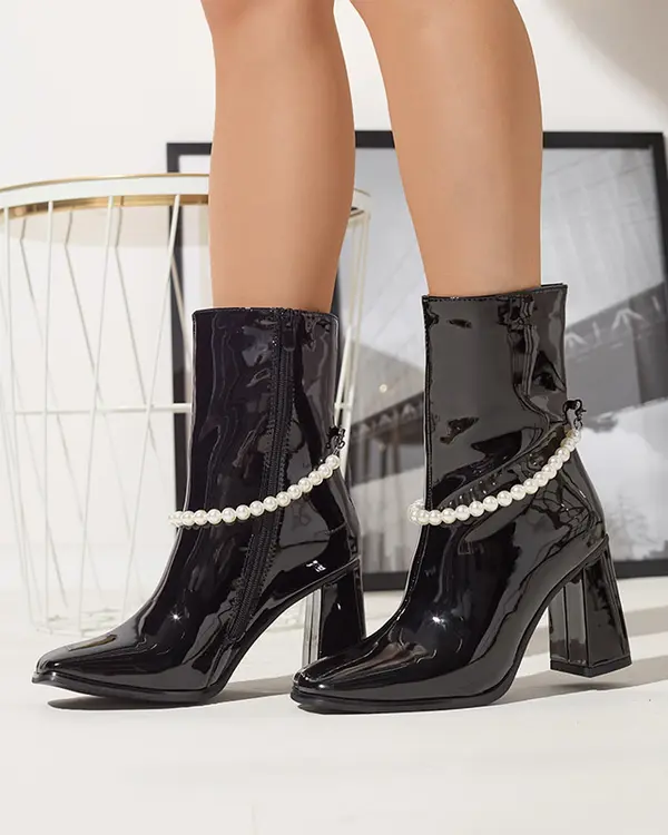 Resti Resti Black lacquered women's high stiletto boots Rassla- Footwear