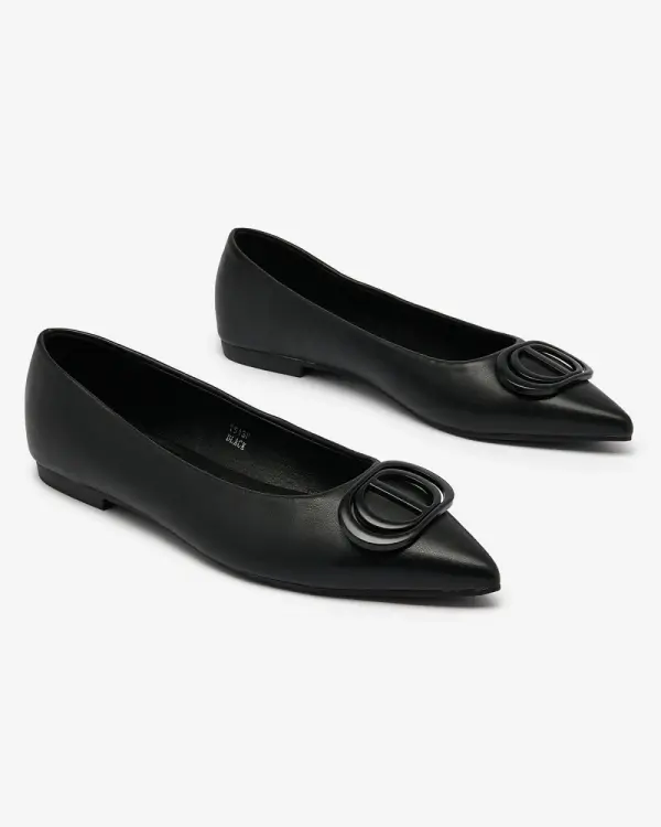 Resti Resti Black women's pointed-toe ballerinas with Manixy nose embellishment