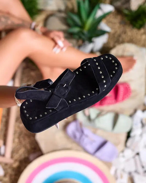 Resti Resti Black women's sandals with rhinestones Franssia - Footwear