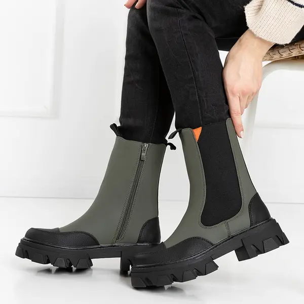 Resti Resti Dark green women's boots on a solid sole Rosidi - Footwear