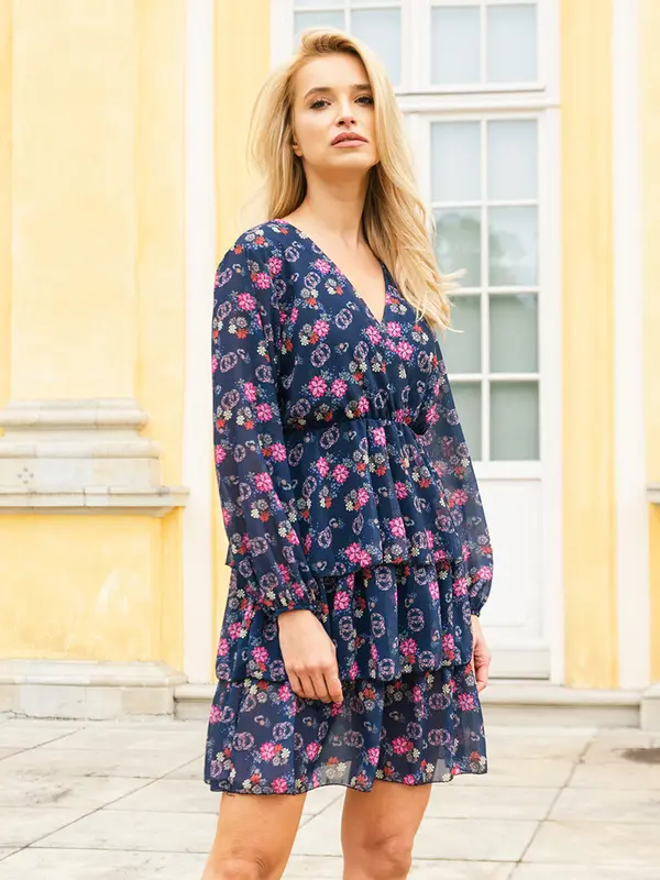 Resti Resti Navy blue women's floral dress - Clothing