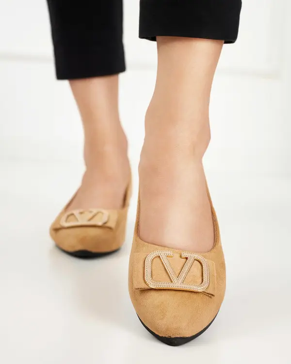 Resti Resti Women's beige ballerinas with an ornament on the toe Cavo - Footwear