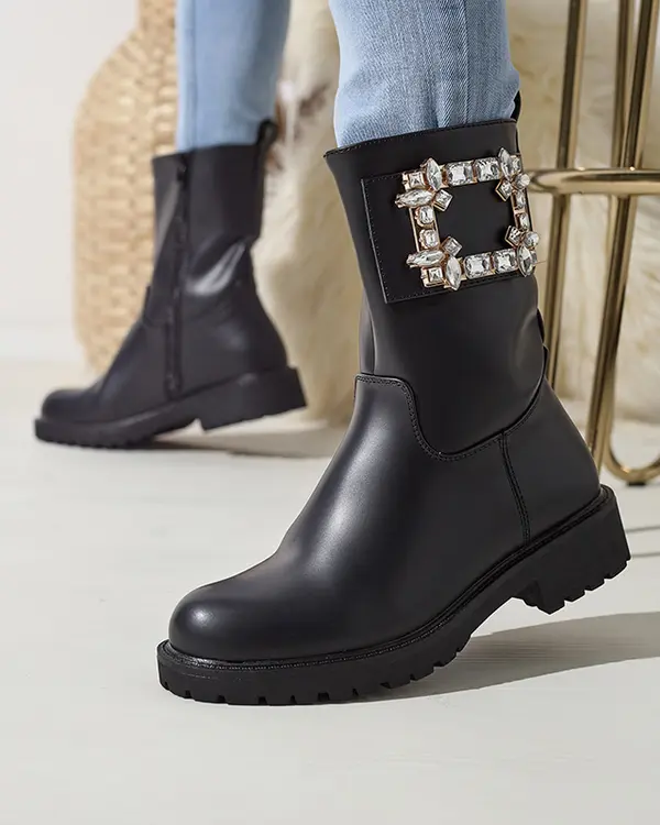 Resti Resti Women's black eco-leather boots with embellishment Xetika - Footwear