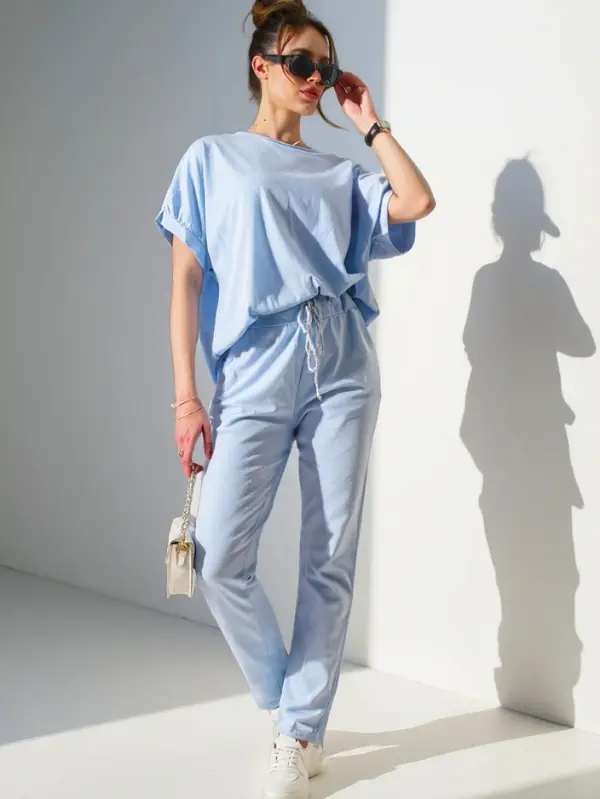 Resti Resti Women's cotton set with short sleeves and straight pants