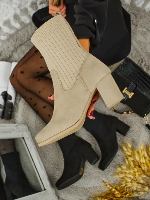 Resti Resti Women's eco-suede heeled ankle boots with a sock-like insert LumenThorn