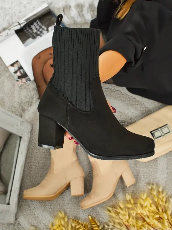 Resti Resti Women's eco-suede heeled ankle boots with a sock-like insert LumenThorn