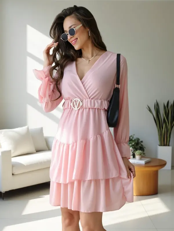 Resti Resti Women's mini dress with ruffles and wrap neckline