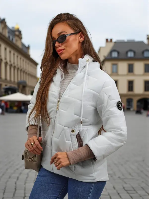 Resti Resti Women's Quilted Jacket with Hood and Cuffs on Sleeves Raven Peak