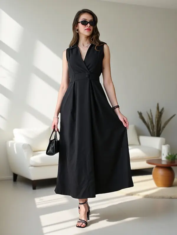 Resti Resti Women's sleeveless dress with a wrap neckline Bizness