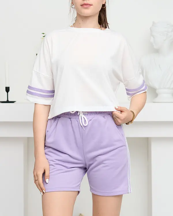 Resti Resti Women's sports tracksuit set with purple stripes - Clothing