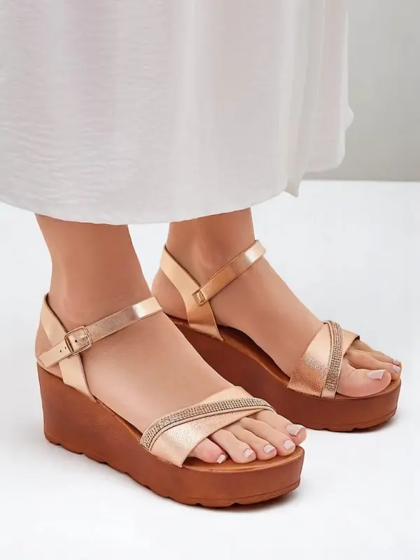 Resti Resti Women's wedge sandals with rhinestones and glitter Aurora Glow