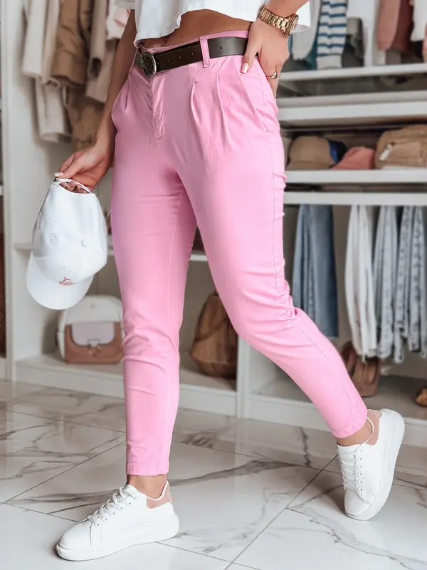 DStreet Roze ženske chino hlače s remenom