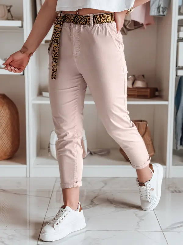 DStreet Roze ženske hlače s remenom MADELINA