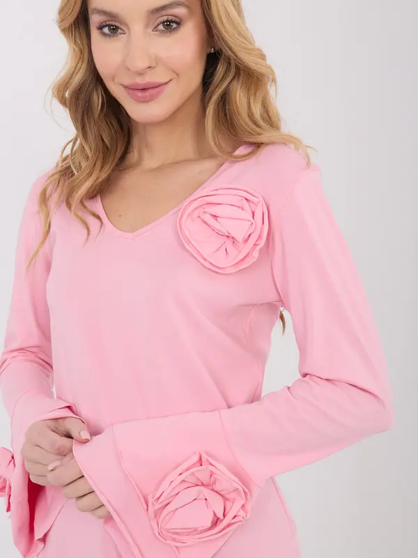 Italy Moda Ružičasta bluza s cvjetnim detaljima