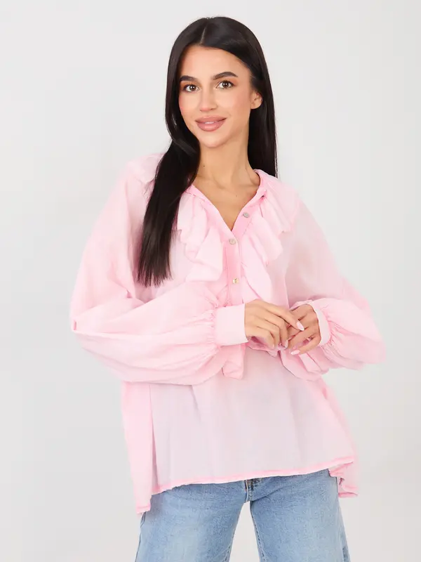 Factory Price Ružičasta bluza s volanima