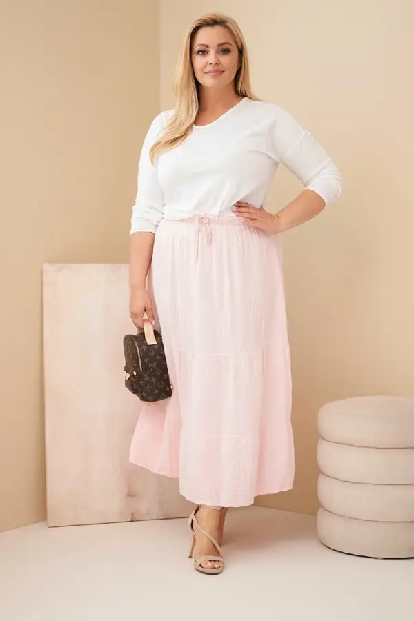 Kesi Włoski Ružičasta plus size muslin suknja s volanima