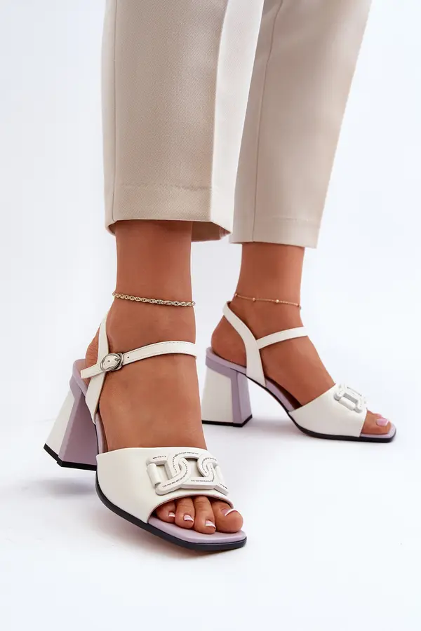 S. BARSKI S. BARSKI Elegant High-Heeled Sandals with White Ornament D&A