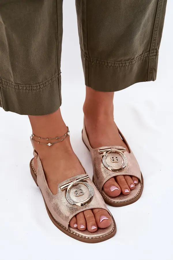 S. BARSKI S. BARSKI Elegant Sandals With Decoration On Flat Heel S.Barski