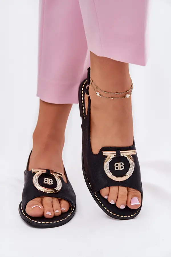 S. BARSKI S. BARSKI Elegant Sandals With Decoration On Flat Heel S.Barski