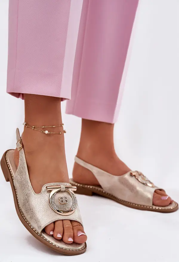 S. BARSKI S. BARSKI Elegant Sandals With Decoration On Flat Heel S.Barski
