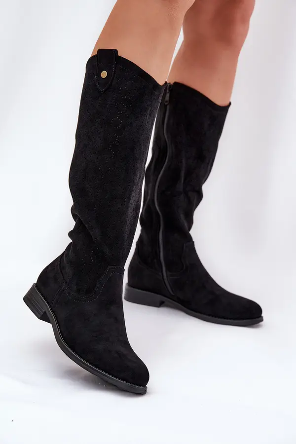 S. BARSKI S. BARSKI Flat Heeled Boots With Perforated Pattern Black S.Barski