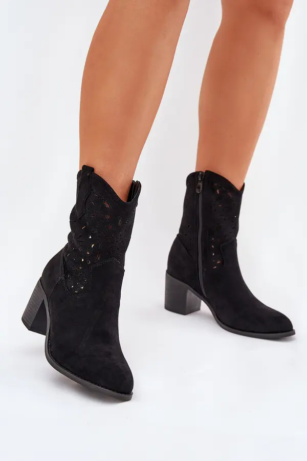 S. BARSKI S. BARSKI Ladies Cutout Cowboy Ankle Boots Heeled S.Barski