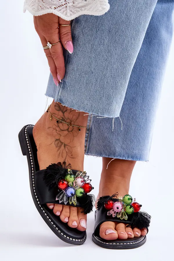 S. BARSKI S. BARSKI Slippers With Decorative Beads S.Barski