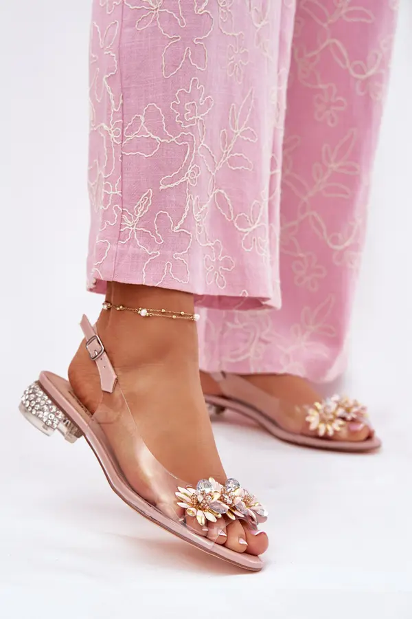 S. BARSKI S. BARSKI Transparent Low Heel Sandals With Decoration D&A