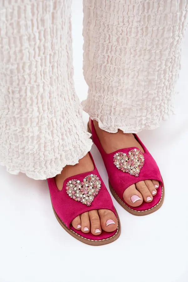 S. BARSKI S. BARSKI Women's sandals with decorative heart S.Barski KV27-018 fuchsia