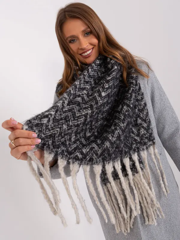 Wool Fashion Italia Scarf-AT-SZ-23125.75-black-beige